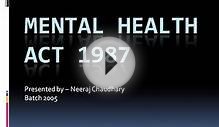 Mental Health Act, 1987 &Mha, 2010